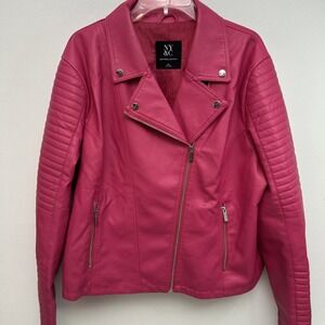 NY & Company Faux Leather Fuisha Moto Style Zip Up Jacket‎ Size XXL